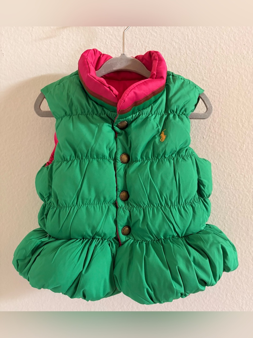 Polo Ralph Lauren Girls Reversible Peplum Down Puffer Vest See Measurements